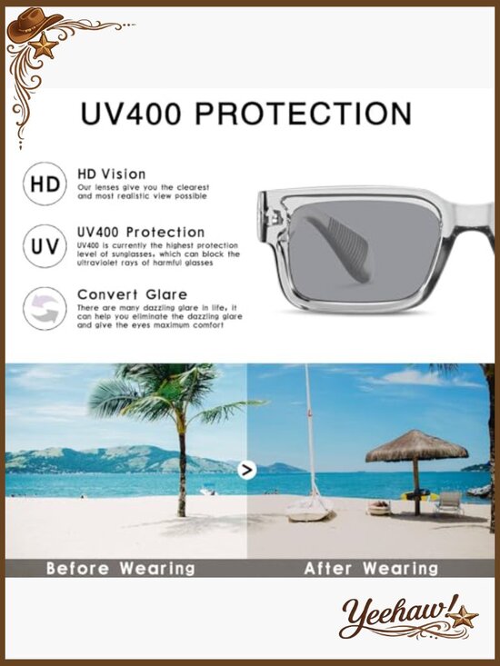 Square Frame Sunglasses Chunky Rectangle Shades UV400 Protection main image 4